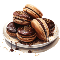 Chocolate macaroons on a transparent background AI Generative png