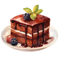 dark chocolate cake with  on a transparent background AI Generative png