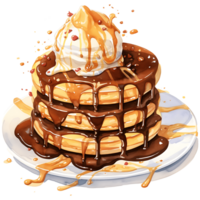 waffles with chocolate sauce on a transparent background AI Generative png