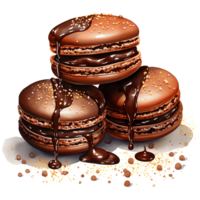 chocolate macarrones en un transparente antecedentes ai generativo png