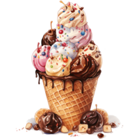 Ice cream with topping on a transparent background AI Generative png