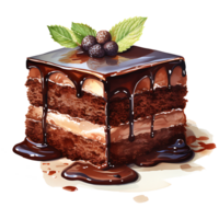 foncé Chocolat gâteau avec sur une transparent Contexte ai génératif png