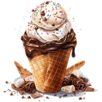 Ice cream with topping on a transparent background AI Generative png