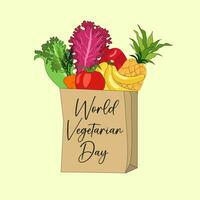 World vegetarian day. Vegetarian Day Poster, October 1. Package of products.Vegan product label. vector