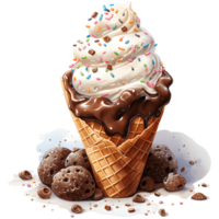 Ice cream with topping on a transparent background AI Generative png