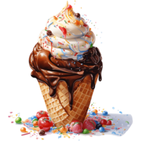 Ice cream with topping on a transparent background AI Generative png