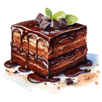 dunkel Schokolade Kuchen mit auf ein transparent Hintergrund ai generativ png