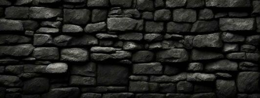 Black or dark gray rough grainy stone texture background. AI generated photo