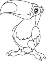 tucán pájaro línea Arte para colorante libro página vector