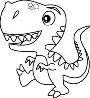 Little dino cartoon line art for coloring book page vector