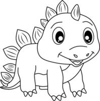 Dinosaur line art for coloring book page vector