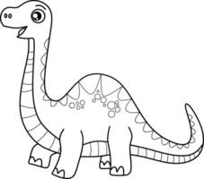 Little dino cartoon line art for coloring book page vector
