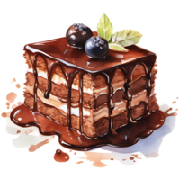 foncé Chocolat gâteau avec sur une transparent Contexte ai génératif png