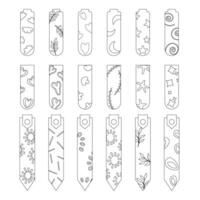 Template outline hand drawn cute bookmarks, stickers vector
