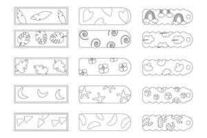 Template outline hand drawn bookmarks, stickers vector