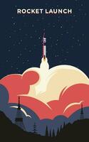 Rocket launch landscape print ready vector