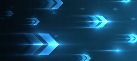 blue glowing arrow light background. Future digital growth technology vector