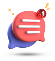 3d rendering of speech bubble with notification icons, 3D pastel chat icon set. Set of 3d speak bubble. png