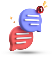 3d Renderização do discurso bolha com notificação ícones, 3d pastel bate-papo ícone definir. conjunto do 3d falar bolha. png