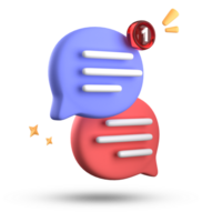 3d rendering of speech bubble with notification icons, 3D pastel chat icon set. Set of 3d speak bubble. png