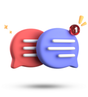 3d rendering of speech bubble with notification icons, 3D pastel chat icon set. Set of 3d speak bubble. png