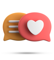 3d rendering of speech love bubble icons, 3D pastel chat love icon set. png