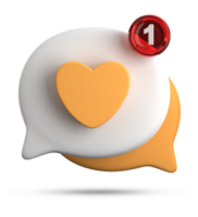 3d rendering of speech love bubble with notification icons, 3D pastel chat love icon set. png