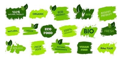 verde natural bio etiquetas vector