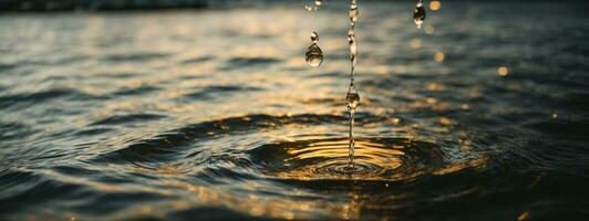 claro agua soltar con circular ondas. ai generado foto