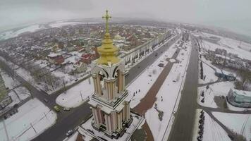 aérien vue de Saint George église dans Koursk, Russie video