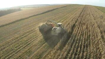 Aerial view of crop harvesting video