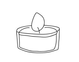 Hand drawn line vector burning candle icon. Christmas advent outline illustration for greeting card, web design isolated holiday invitation