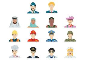 Set of different characters clipart vector on white background