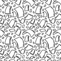 Flying paper sheets seamless pattern in doodle style. Hand drawn blank document pages. Falling files of documents. Office business vector illustration