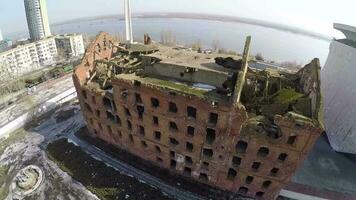 Flying over Gergart Mill, war memorial in Volgograd, Russia video