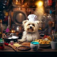 perro cocinero cocineros restaurante prepara comida foto