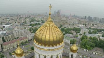 Cathedral of Christ the Saviour in Moscow, aerial view video