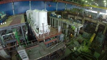 Working process on power plant, aerial view video