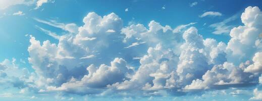 azul cielo antecedentes con nubes ai generado foto
