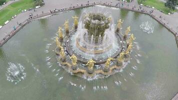 Fountain Friendship of Nations, aerial view video