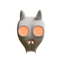 Halloween Skull With Horn 3D Render Element png