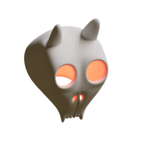 Halloween Skull With Horn 3D Render Element png