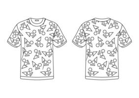 Black and White T-shirt with geometric shapes pattern vector illustration