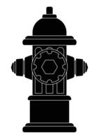 Black and white hydrant firefighter extinguish vector flat design isolated on white background