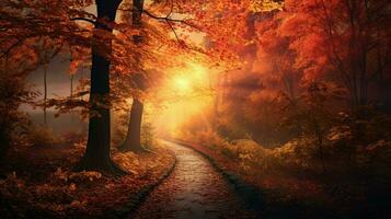 scenery autumnal splendor deciduous ai generated photo