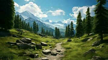 mountain swiss alps woodland ai generated photo