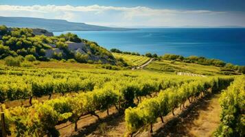 wine croatian island vineyards ai generated photo