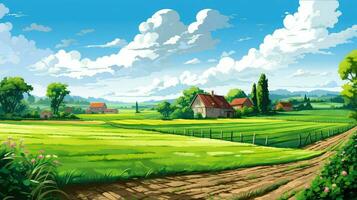 rural european farmland agricultural ai generated photo