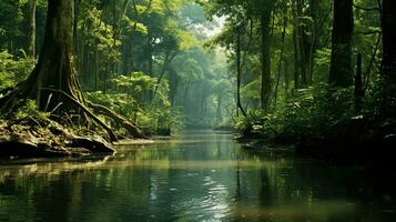 forest congo rainforest swamps ai generated photo