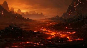volcano mars lava flows ai generated photo